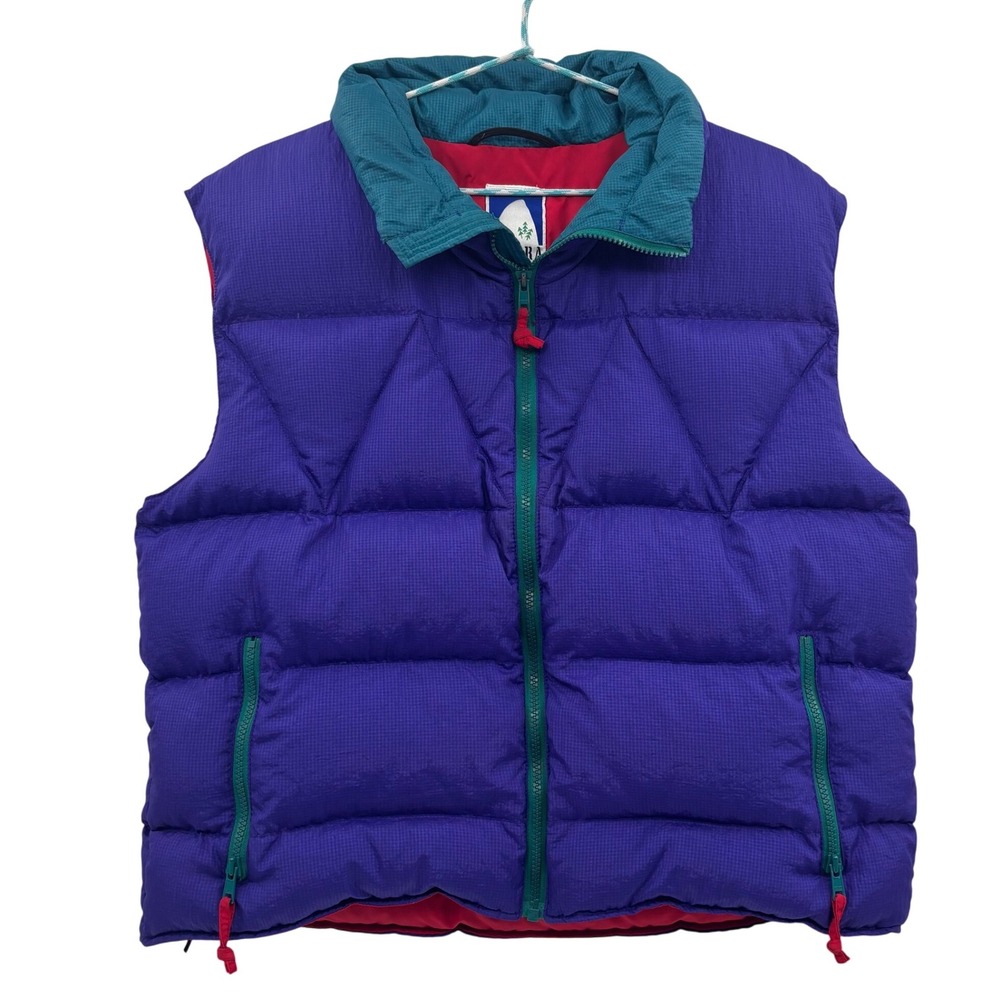 Vintage Sierra Designs Goose Down Vest Medium Purple Teal Red Gorpcore Cabincore